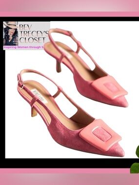 Pink Bibi Lou Robin Kitten Heels  Pointed Toe Slingback Heels